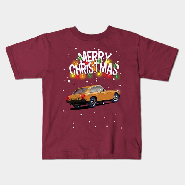 MGB GT classic British car Xmas Sweater design Kids T-Shirt by Webazoot